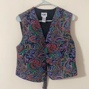 Vintage Koret | Paisley Button Front Vest Lightly Quilted | Size 8